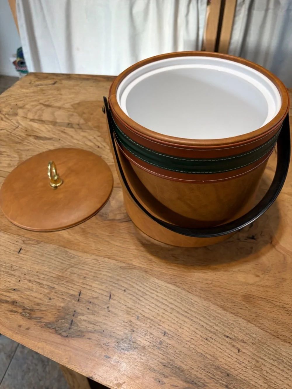 Vintage Georges Briard Faux Leather Ice Bucket – Mid-Century Barware 🍸🧊
